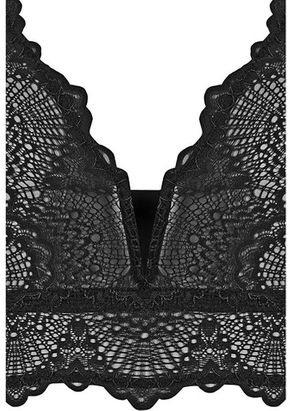 Flame V Detaylı Bralet Siyah