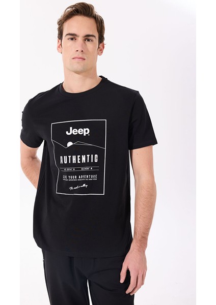 Siyah Erkek Relaxed Baskılı T-Shirt J5SM-TST7395