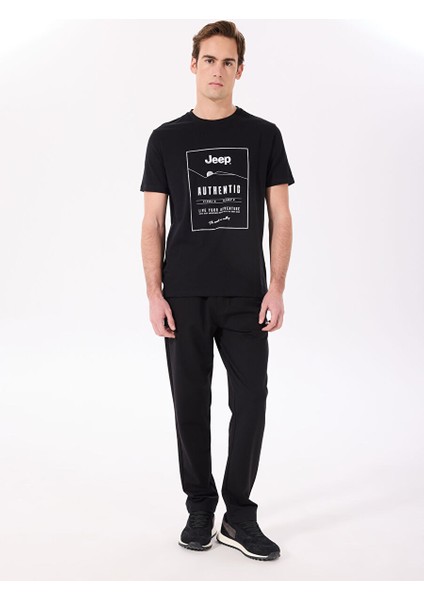 Siyah Erkek Relaxed Baskılı T-Shirt J5SM-TST7395