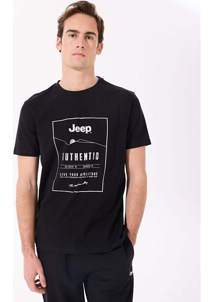 Siyah Erkek Relaxed Baskılı T-Shirt J5SM-TST7395