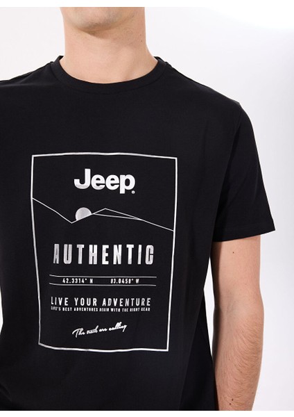 Siyah Erkek Relaxed Baskılı T-Shirt J5SM-TST7395