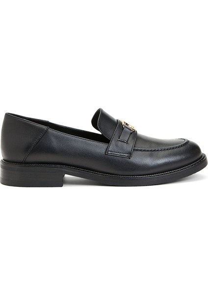 Siyah Kadın Deri Loafer 93332
