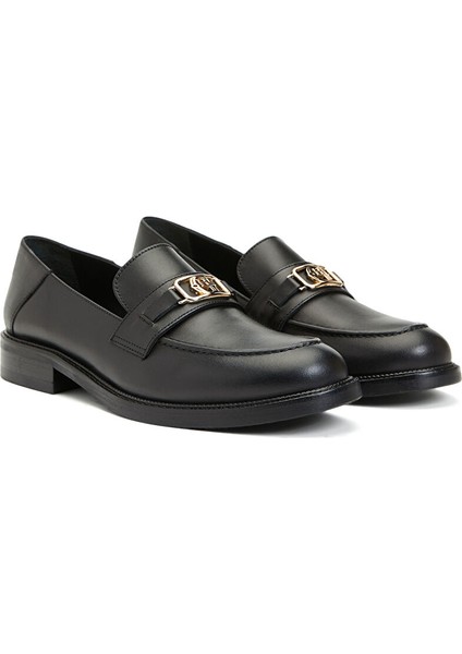 Siyah Kadın Deri Loafer 93332