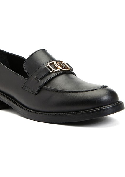 Siyah Kadın Deri Loafer 93332