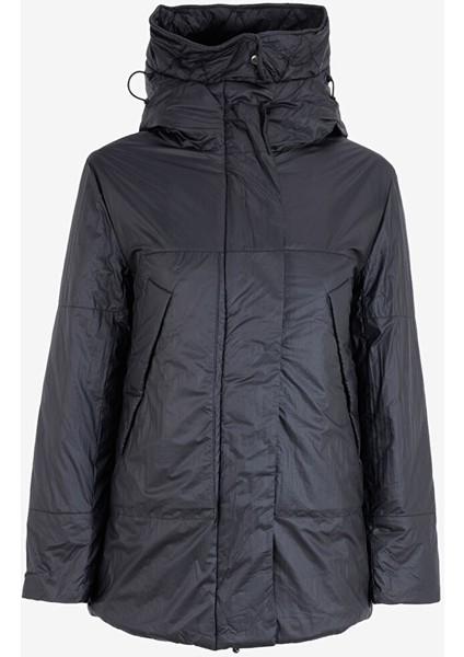 Geniş Fit Kapüşonlu Siyah Kadın Mont By-04