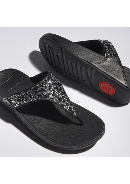 Kadın Terlik JE3-090 Fitflop Lulu Crystal-Mix Toe-Post Sandals All Black