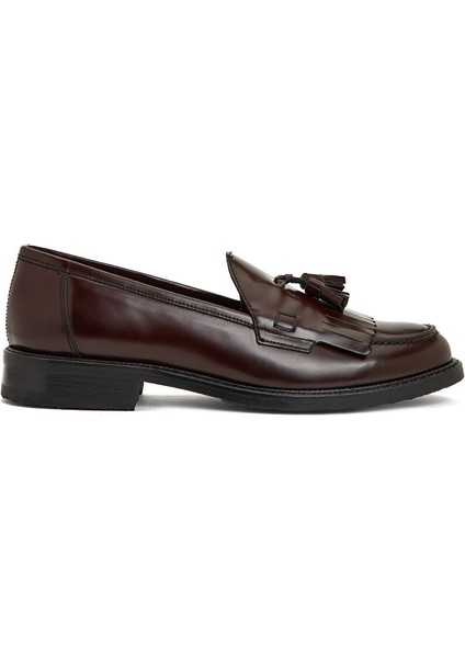 Bordo Kadın Deri Loafer 93318