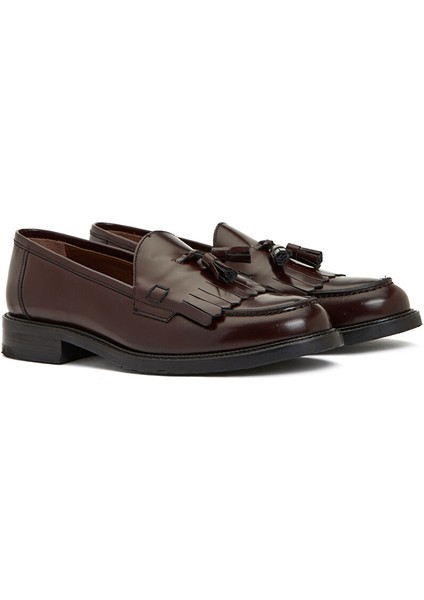 Bordo Kadın Deri Loafer 93318