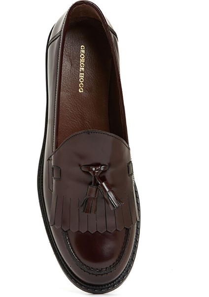 Bordo Kadın Deri Loafer 93318