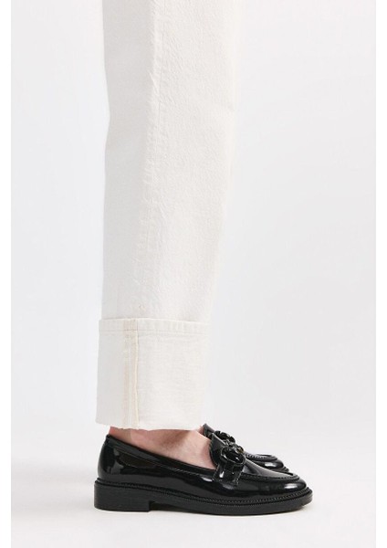 Siyah Tokalı Kadın Loafer