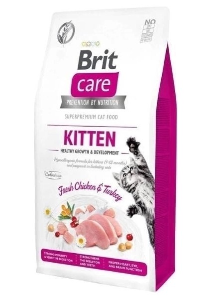 Brit Care Hipoalerjenik Kitten Tahılsız Tavuk ve Hindili Yavru Kedi Maması 6+1 kg