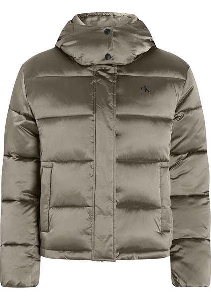 Vizon Kadın Dik Yaka Standart Fit Puffer Mont Shıny Monologo Nd Short Puffer