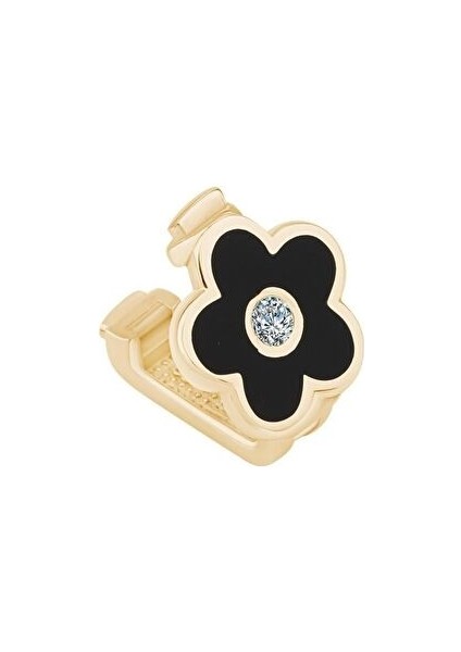 Altın Siyah Çiçek Bileklik Charm