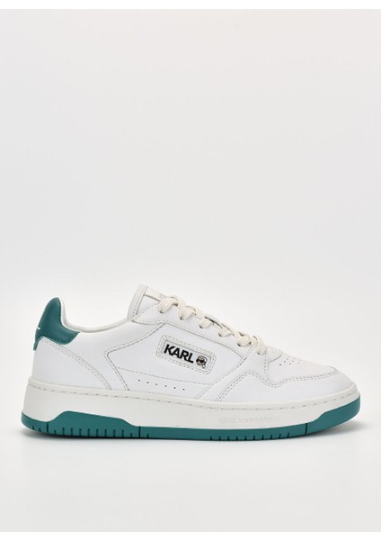 Beyaz-Yeşil Kadın Deri Sneaker KL63024 01F
