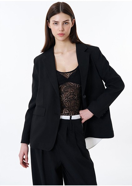Sırtı Pencere Yırtmaçlı Blazer Ceket Siyah