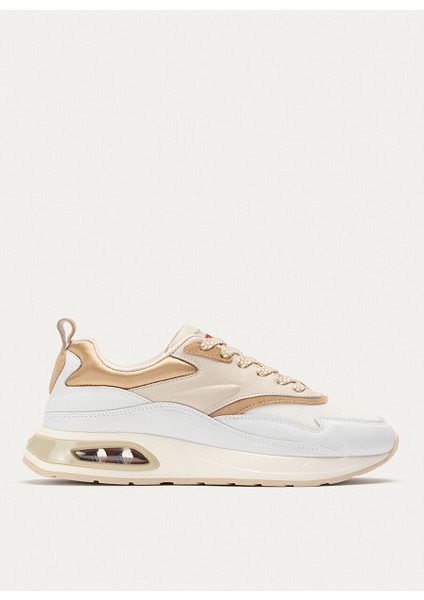 Beyaz-Altın Kadın Deri Sneaker 12306001230