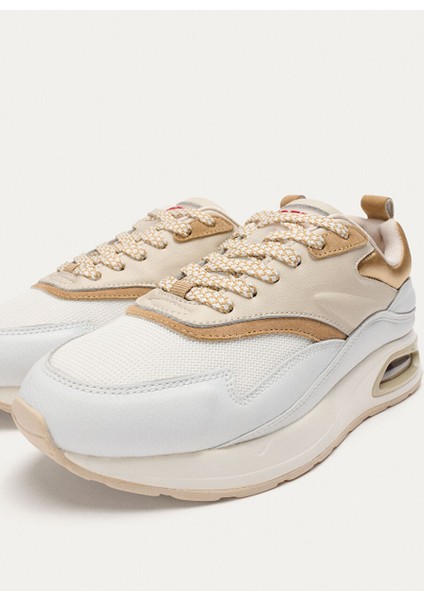 Beyaz-Altın Kadın Deri Sneaker 12306001230 fırsatları