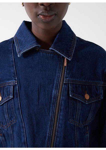 Koyu Mavi Kadın Denim Ceket 21007037 fırsatları
