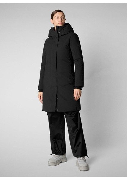 Siyah Kadın Dik Normal Düz Parka P45930W