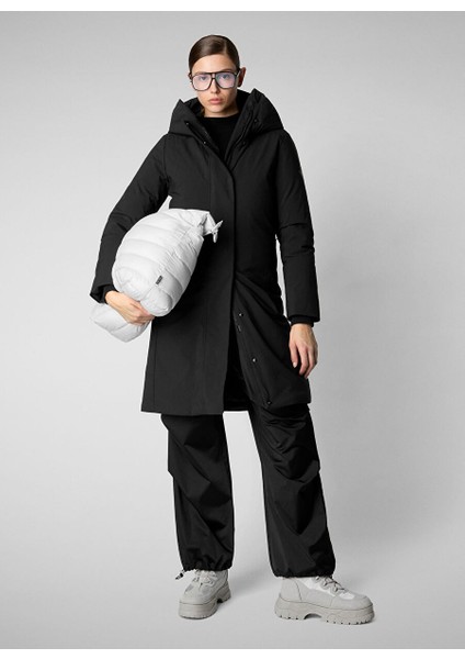 Siyah Kadın Dik Normal Düz Parka P45930W