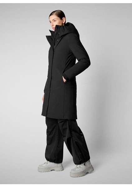 Siyah Kadın Dik Normal Düz Parka P45930W