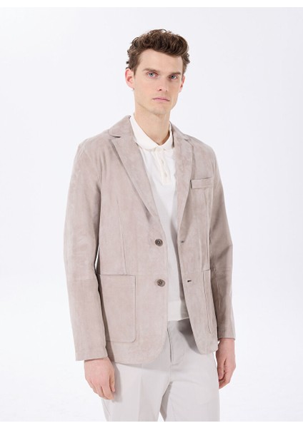 Vizon Erkek Slim Fit %100 Deri Süet Blazer Ceket F5SM-CKT 2924