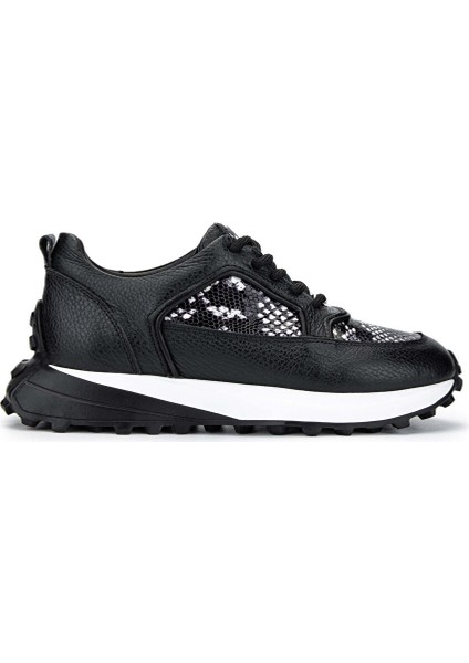 Kadın Hakiki Deri Siyah Sneakers & Spor Ayakkabı