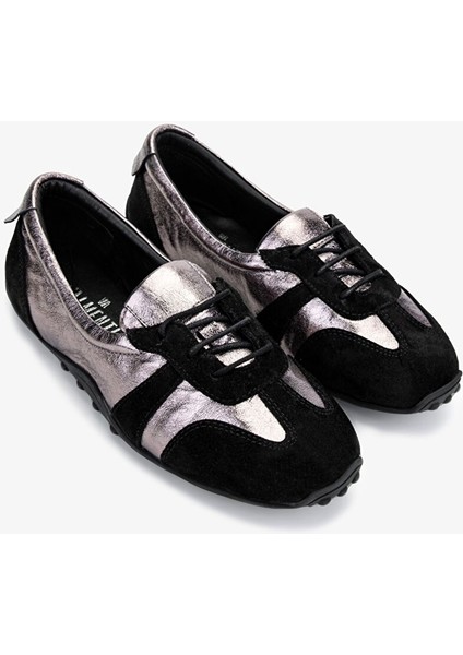 Kadın Hakiki Deri Siyah Süet Sneakers & Spor Ayakkabı