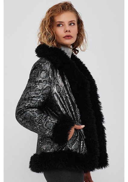 Jet Set Kadın Siyah Çift Taraflı Teddy Ceket 23WGD50944S