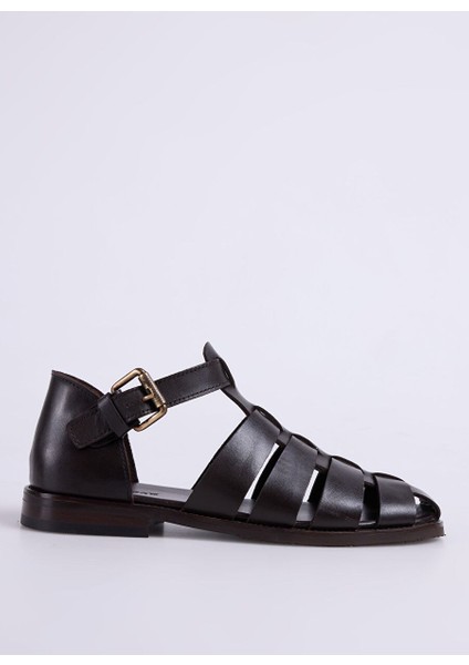 Kahverengi Kadın Deri Sandalet 5027099-107