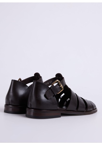 Kahverengi Kadın Deri Sandalet 5027099-107 modelleri