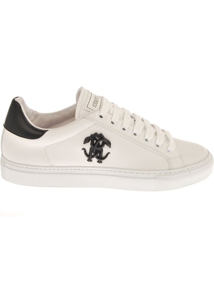 Beyaz-Siyah Kadın Deri Sneaker 20607B