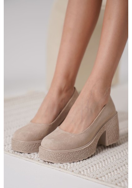 Talya Premium Bej Süet Platform Topuklu Kadın Günlük Ayakkabı fiyatları
