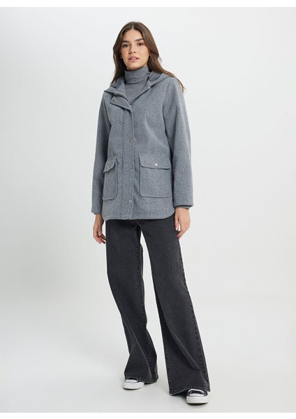 Gri Kadın Bomber Relaxed Mont W242742035 Gray Dış Giyim