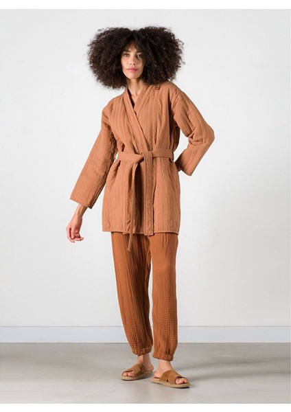 Quilted Keten Ceket Indian Tan / Ekru fiyatları