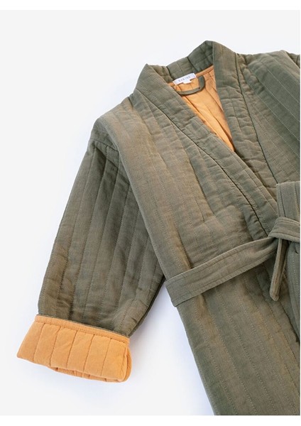 Quilted Keten Ceket Haki / Oak Buff