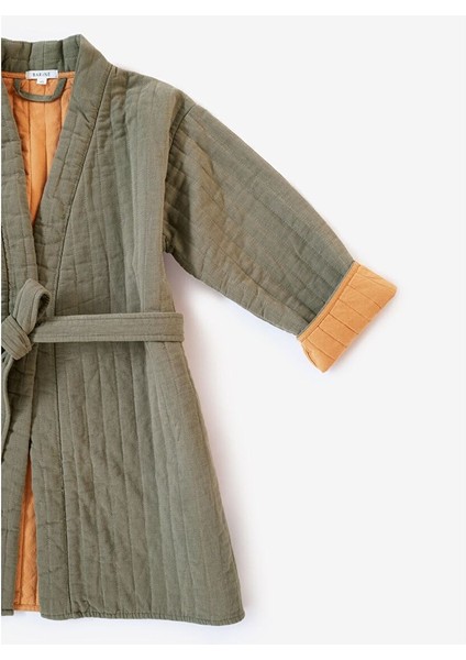 Quilted Keten Ceket Haki / Oak Buff
