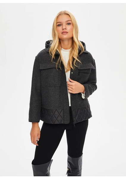 Antrasit Kadın Comfort Fit Kaban U69424