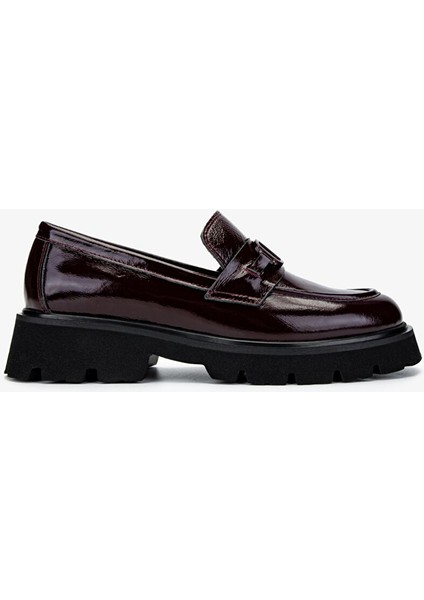 Kadın Hakiki Deri Bordo Loafer Ayakkabı