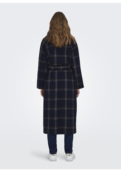 Lacivert Kadın Kaban Onlpatrıcıa Check Wool Coat Otw