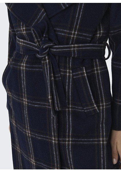 Lacivert Kadın Kaban Onlpatrıcıa Check Wool Coat Otw