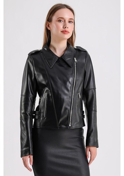 Ariana Kadın Deri Biker Ceket