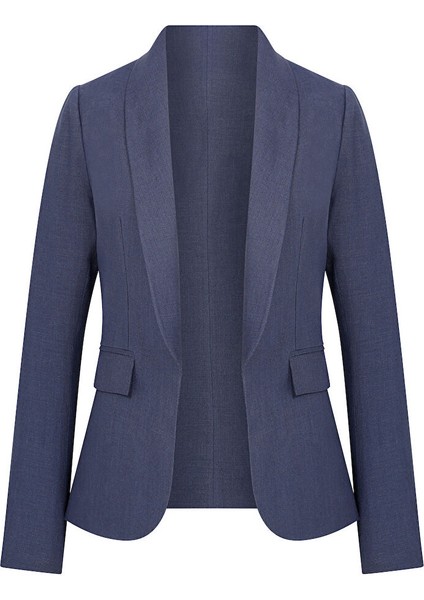 Keten Navy Blazer Ceket Ipek Astarlı