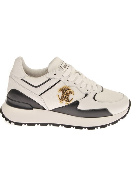 Beyaz-Siyah Kadın Deri Sneaker 20623A