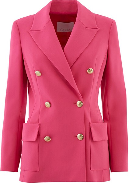 Gold Düğme Detaylı Pembe Ceket