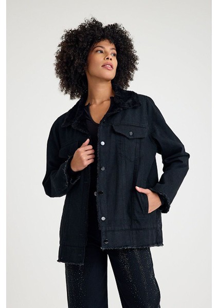 Içi Kürklü Oversize Denim Ceket
