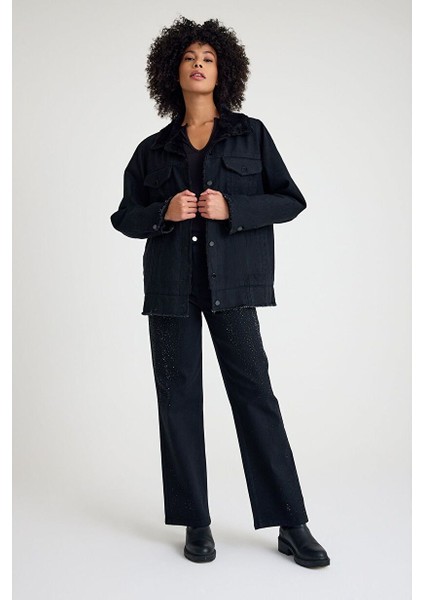Içi Kürklü Oversize Denim Ceket modelleri