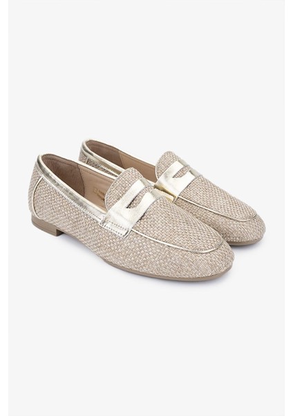 Topy Kadın Naturel/gold Deri & Tekstil Loafer Ayakkabı fırsatları