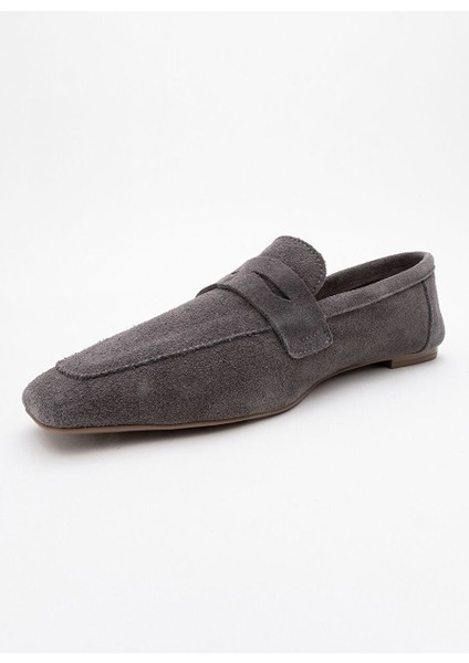 Morne Füme Süet Hakiki Deri Kadın Loafer Ayakkabı