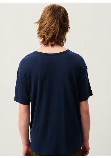 Lacivert Erkek Oversize T-Shirt MGAMI02DE25MARINE fırsatları